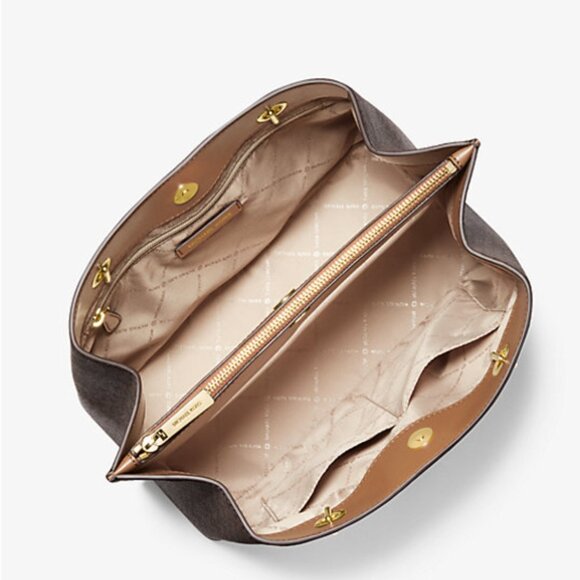 Michael Kors Teagan Large Logo Shoulder Bag Brown - Picture 2 of 3